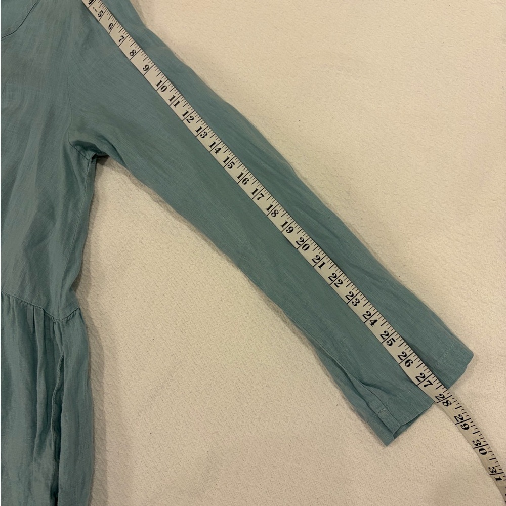 Flax 100% Linen Pastel Blue Boxy Tunic Top Size Medium Coastal Lagenlook - Picture 9 of 16